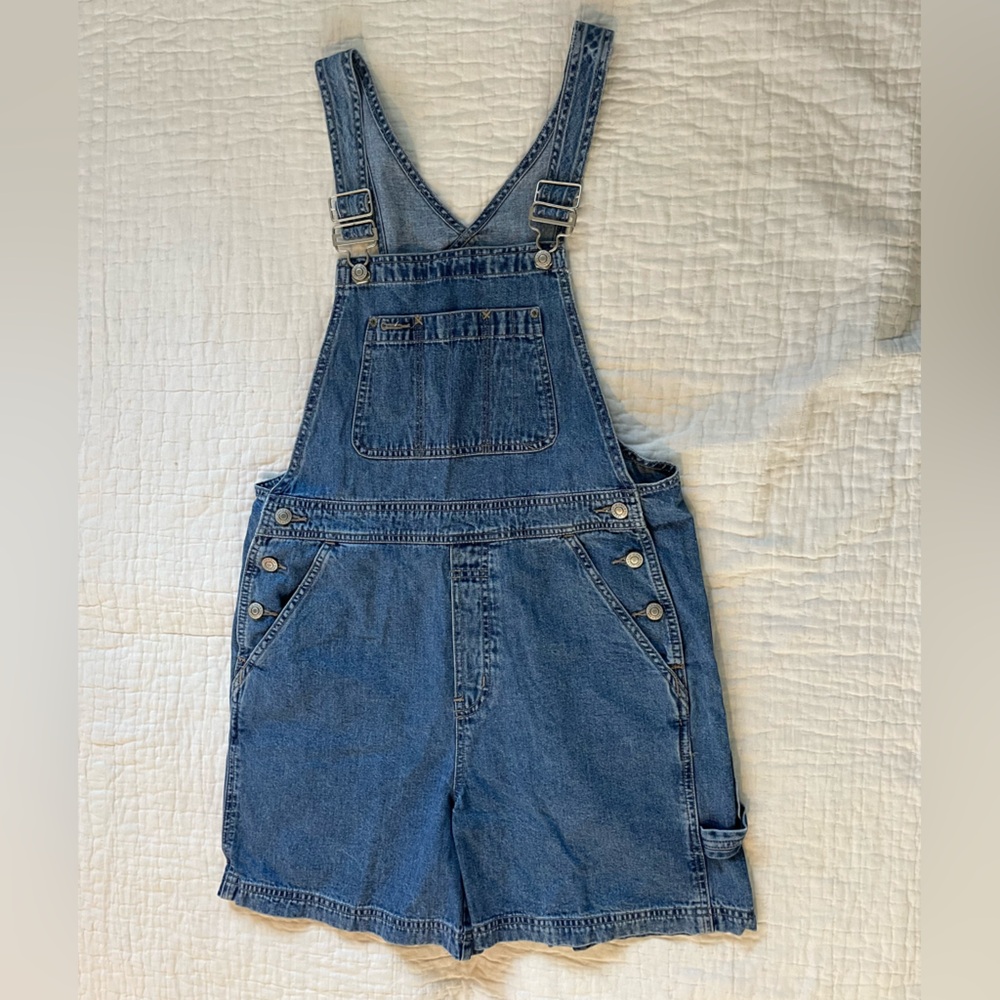 GAP Blue Denim High Waistwd Overalls Size Small